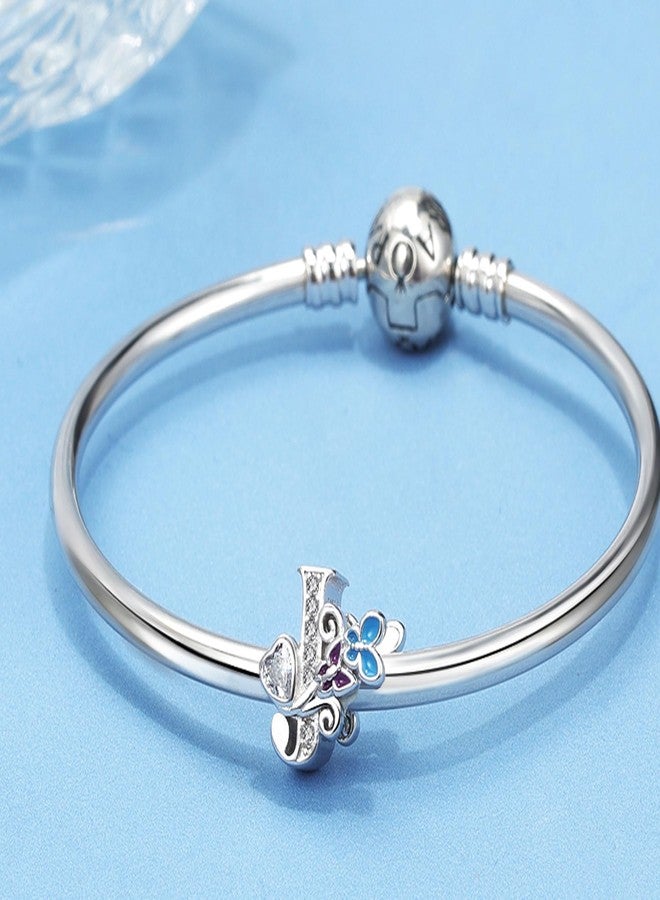 SHBOAZED S925 Sterling Silver Butterfly Initial Letter Charms Fit for Pandora Charms Bracelets and Necklace Alphabet Bead Charms Jewelry Gifts for Women J - Image 5